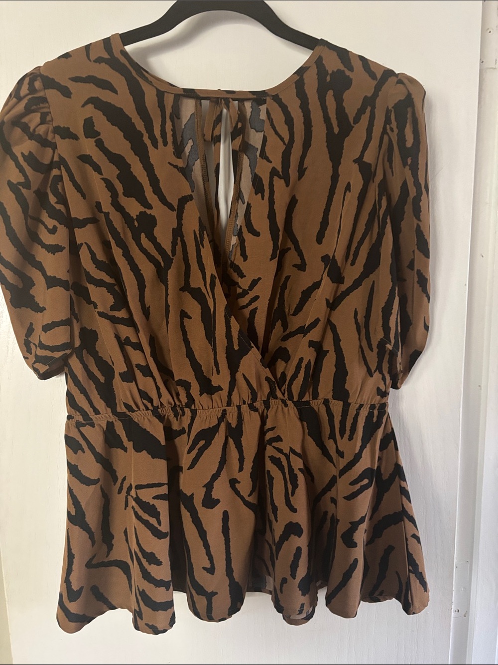 Nasty Gal Brown and Black Zebra-Print Peplum Blouse